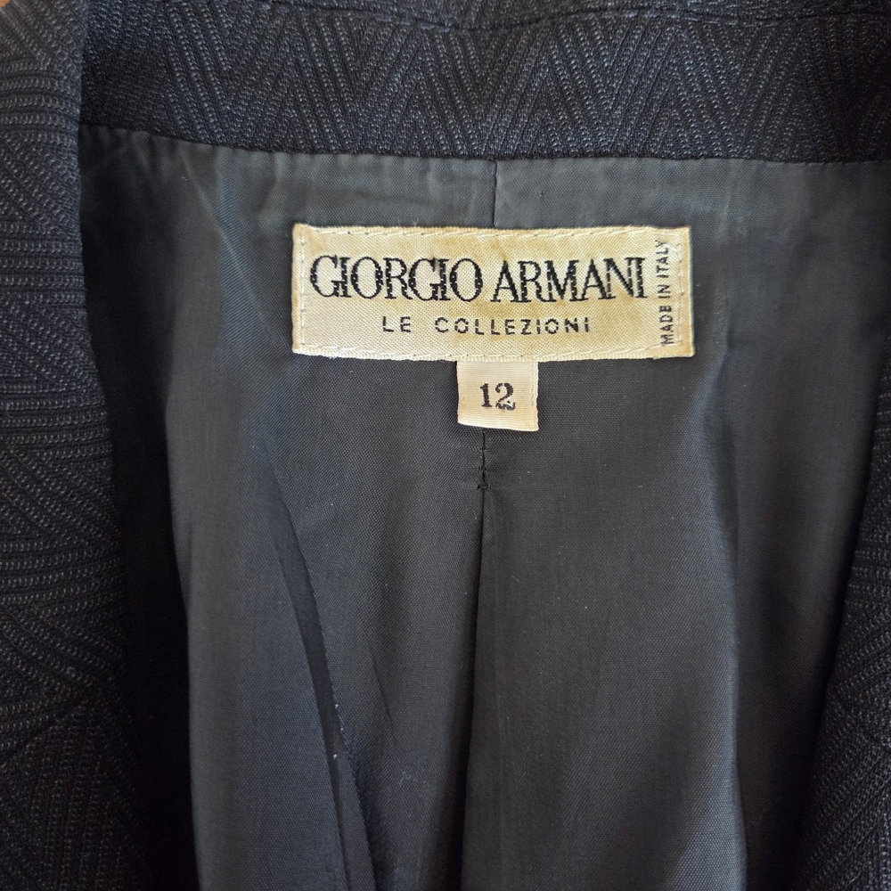 Giorgio Armani Collezioni Charcoal Black Single-Button Blazer Made in Italy - Picture 3 of 8